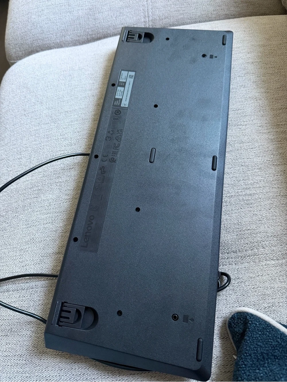 Lenovo Black USB Wired Keyboard (Underside View)